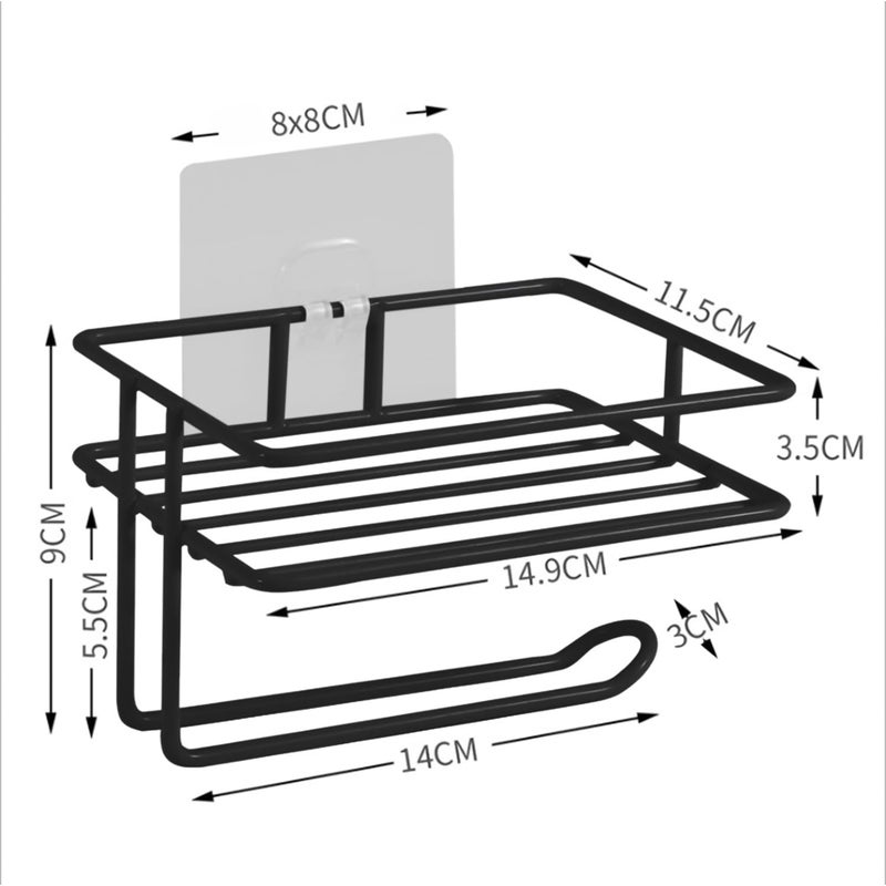 Everline Everline - Metal Magic Sticker Series Self Adhesive - Kitchen Bathroom Napkin Toilet Paper Holder (Black)  - Image 4
