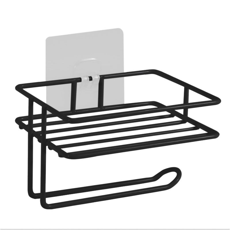 Everline Everline - Metal Magic Sticker Series Self Adhesive - Kitchen Bathroom Napkin Toilet Paper Holder (Black)  - Image 3