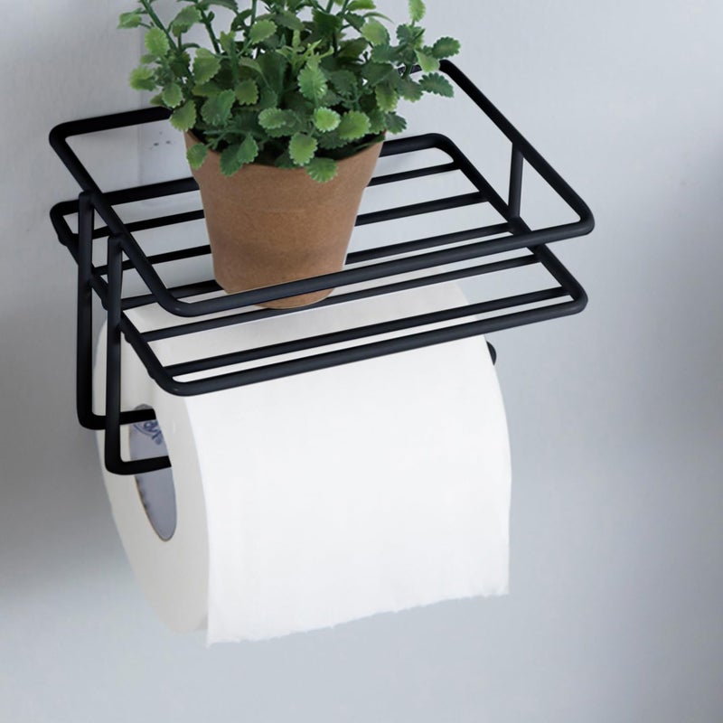 Everline Everline - Metal Magic Sticker Series Self Adhesive - Kitchen Bathroom Napkin Toilet Paper Holder (Black)  - Image 2