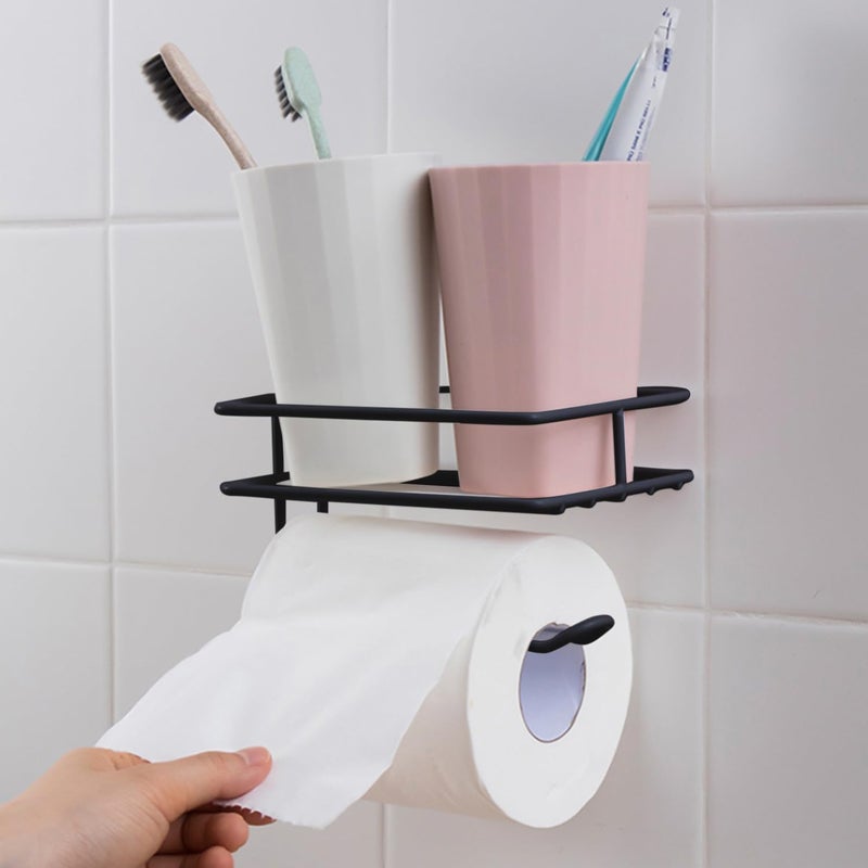Everline Everline - Metal Magic Sticker Series Self Adhesive - Kitchen Bathroom Napkin Toilet Paper Holder (Black)  - Image 1