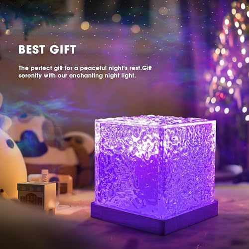 AILEXIM 3D Ocean Wave Effect Night Light for Bedroom | 16 Colors Gradual Rotating LED Projection | Projector for Bedroom Light Decor, Crystal Table Lamp for Home, Remote Control (Night Lamp) - Image 3
