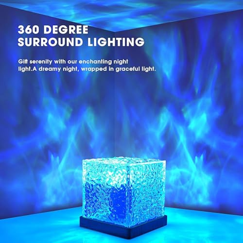 AILEXIM 3D Ocean Wave Effect Night Light for Bedroom | 16 Colors Gradual Rotating LED Projection | Projector for Bedroom Light Decor, Crystal Table Lamp for Home, Remote Control (Night Lamp) - Image 4