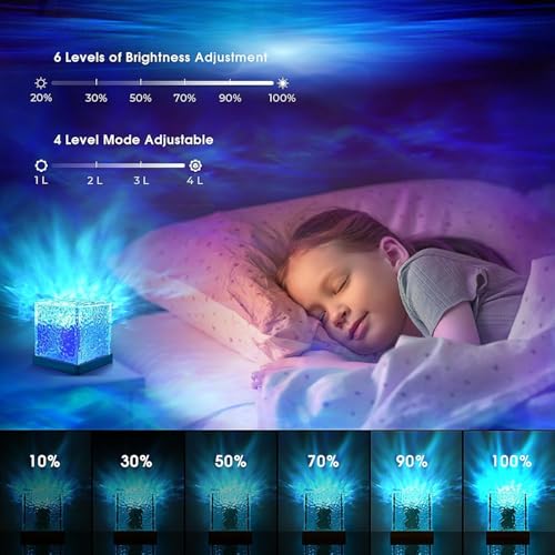 AILEXIM 3D Ocean Wave Effect Night Light for Bedroom | 16 Colors Gradual Rotating LED Projection | Projector for Bedroom Light Decor, Crystal Table Lamp for Home, Remote Control (Night Lamp) - Image 5