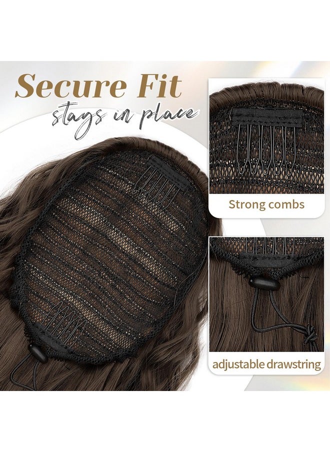 KooKaStyle KooKaStyle Ponytail Extension 30 Inch Drawstring Pony Tails Hair Extensions for Women Long Curly Ponytail Synthetic Hairpieces for Daily Use（Chocolate Brown with Caramel Blonde）  - Image 4