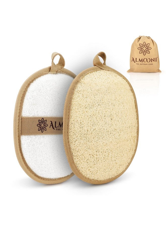 ALMOONI Natural Loofah Exfoliating Body Scrubber, Made With Natural Egyptian Shower Loofah Sponge, Bath Shower Loofah Sponge For Women And Men, For Face And Body That Gets You Clean - 2 Count (1 Pack) - Image 1