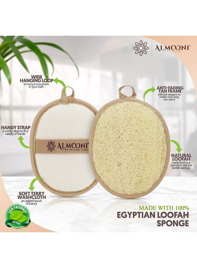 ALMOONI Natural Loofah Exfoliating Body Scrubber, Made With Natural Egyptian Shower Loofah Sponge, Bath Shower Loofah Sponge For Women And Men, For Face And Body That Gets You Clean - 2 Count (1 Pack) - Image 2