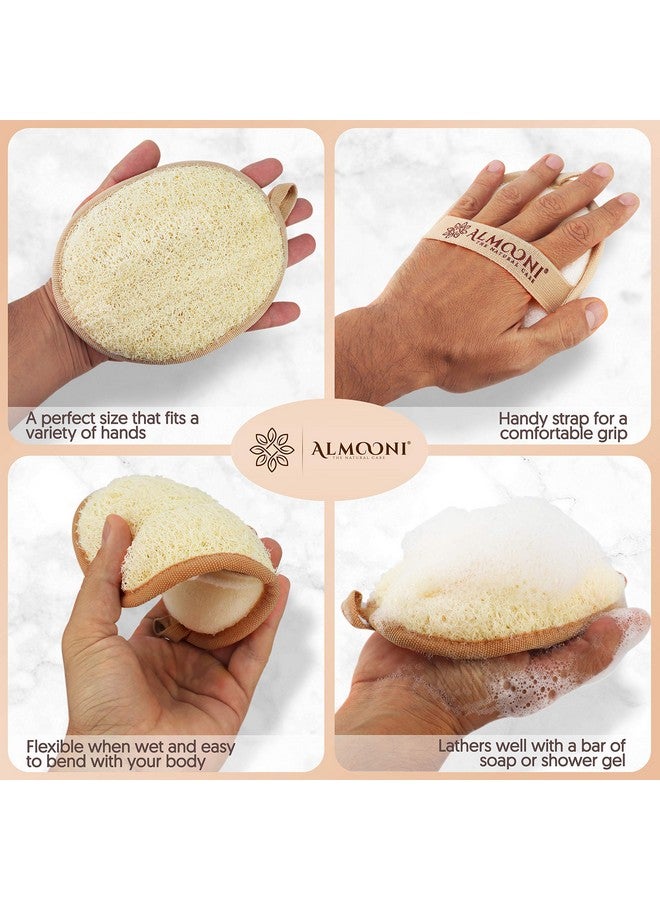 ALMOONI Natural Loofah Exfoliating Body Scrubber, Made With Natural Egyptian Shower Loofah Sponge, Bath Shower Loofah Sponge For Women And Men, For Face And Body That Gets You Clean - 2 Count (1 Pack) - Image 3