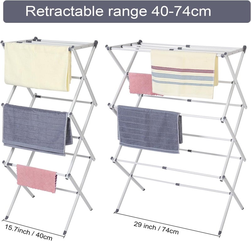 HOME CUBE Foldable Clothes Drying Stand - Expandable Metal Collapsible Towel Rack for Laundry - Space Saving Lightweight Drying Rack (White) - Image 4