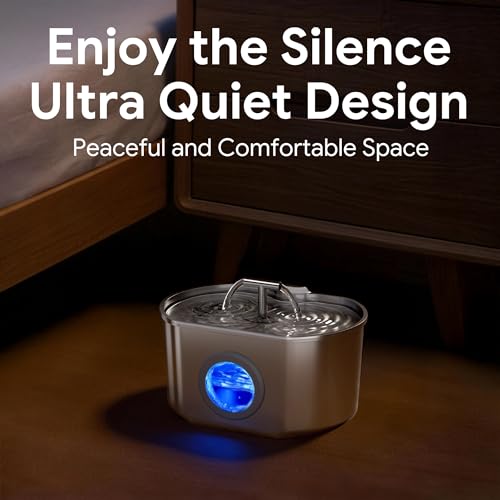 Neareal Cat Water Fountain Stainless Steel - Pet Drinking Fountain for Cats Indoor - 2.2L/74oz Automatic Water Dispenser with Watering Level Window (1 Filter) - Image 5