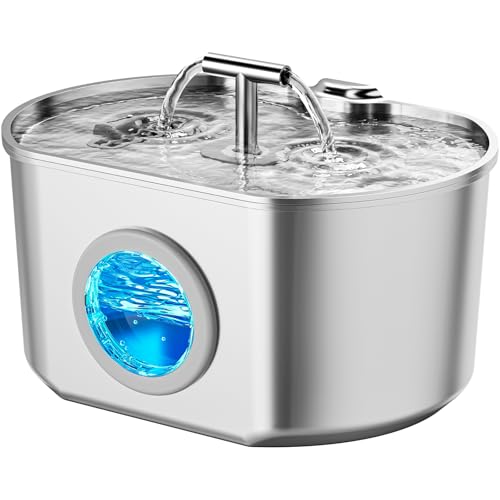 Neareal Cat Water Fountain Stainless Steel - Pet Drinking Fountain for Cats Indoor - 2.2L/74oz Automatic Water Dispenser with Watering Level Window (1 Filter) - Image 1