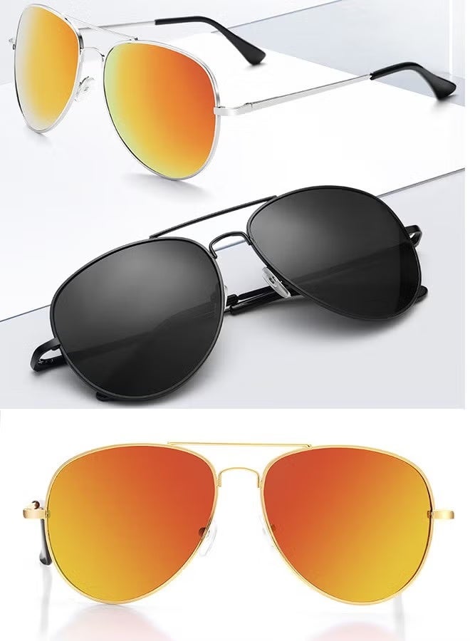 آأزورب نظارات شمسية للأطفال أفياتور للأولاد والبنات نظارات شمسية بوليسية للأطفال نظارات شمسية بإطار معدني نظارات شمسية بإطار معدني للحماية من الأشعة فوق البنفسجية 400 - Image 4
