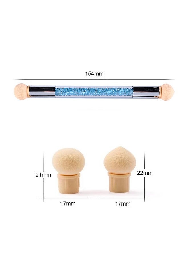 DANNEASY 1pc Nail Sponges Pen Ombre Nail Brush Halo Dyeing Nail Design Brushes Ombre Brush for Gel Nails Manicure Brush Nail Art Tools with 12pcs Sponge Head (Blue) - Image 2