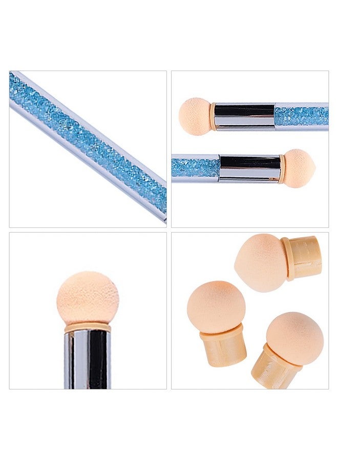 DANNEASY 1pc Nail Sponges Pen Ombre Nail Brush Halo Dyeing Nail Design Brushes Ombre Brush for Gel Nails Manicure Brush Nail Art Tools with 12pcs Sponge Head (Blue) - Image 3