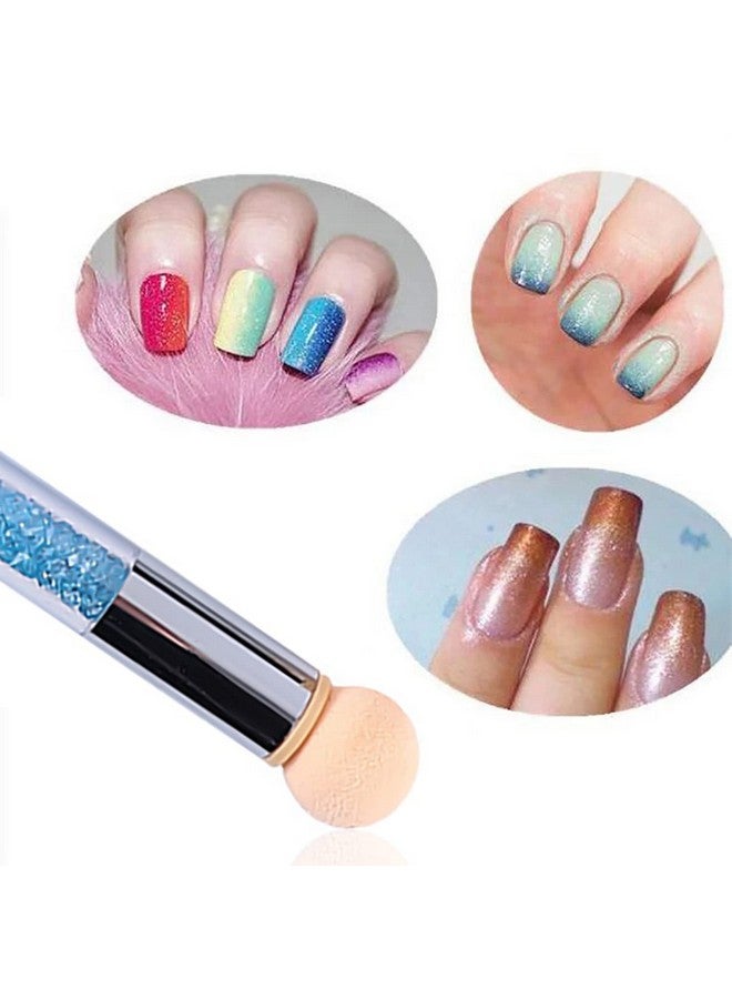 DANNEASY 1pc Nail Sponges Pen Ombre Nail Brush Halo Dyeing Nail Design Brushes Ombre Brush for Gel Nails Manicure Brush Nail Art Tools with 12pcs Sponge Head (Blue) - Image 4