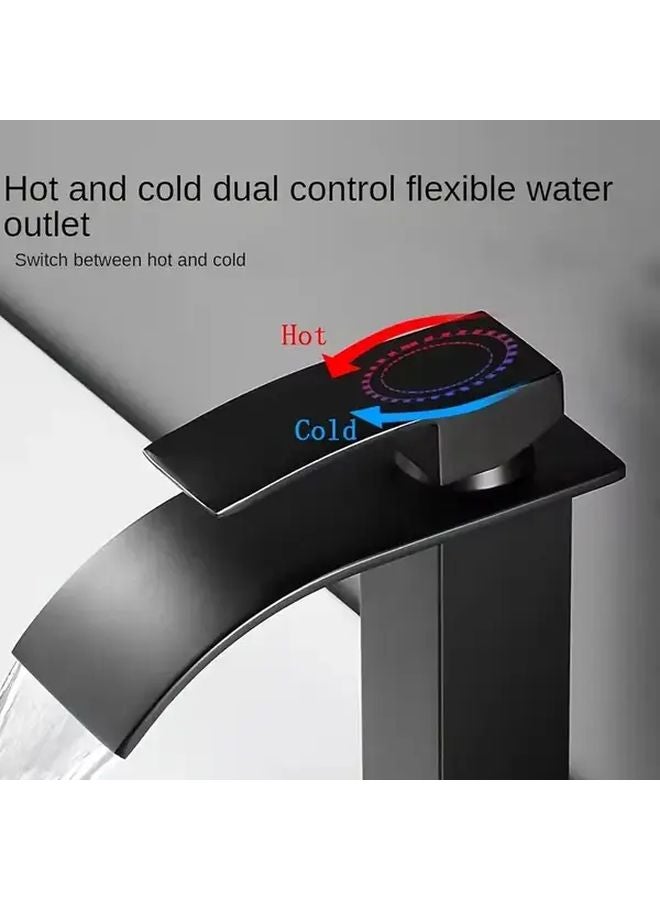 Modern Single Hole Bathroom Sink Faucet Deluxe Matte Black Single Handle Hot Cold Mixer Tap - Image 5