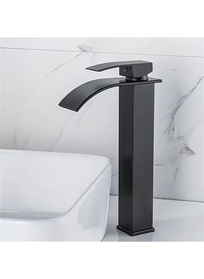 Modern Single Hole Bathroom Sink Faucet Deluxe Matte Black Single Handle Hot Cold Mixer Tap - Image 2