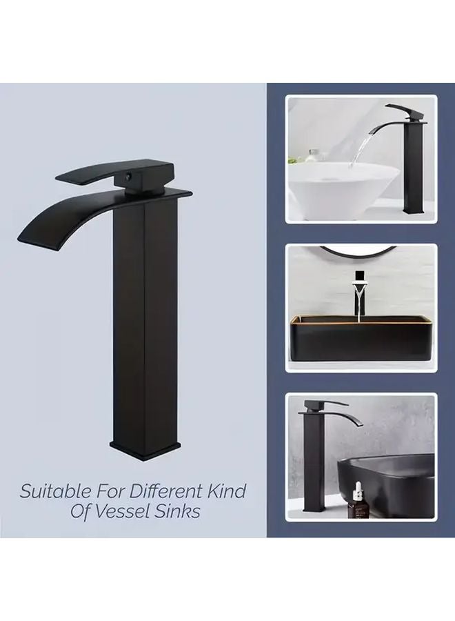 Modern Single Hole Bathroom Sink Faucet Deluxe Matte Black Single Handle Hot Cold Mixer Tap - Image 3