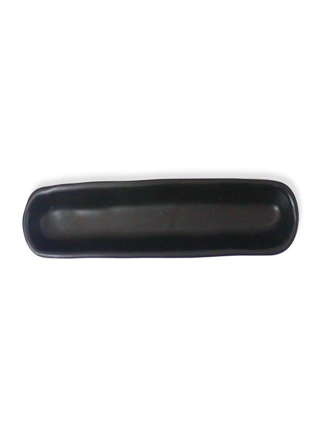 roro Handmade Matte Black Stoneware Olive & Relish Serving Trays, Set of 2 – Long Ceramic Trays for Charcuterie, Tapas, Olives & Snacks - Image 3