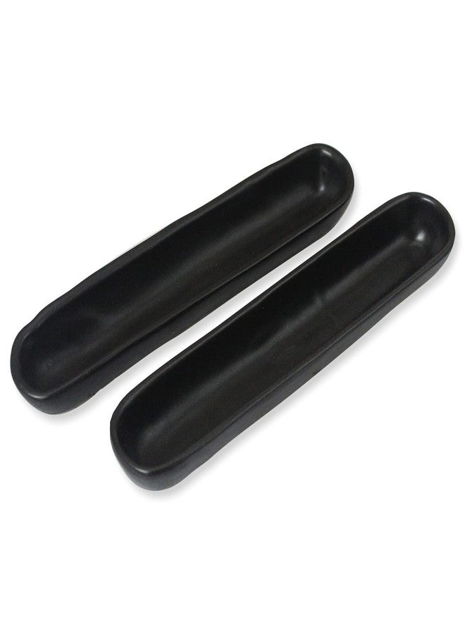 roro Handmade Matte Black Stoneware Olive & Relish Serving Trays, Set of 2 – Long Ceramic Trays for Charcuterie, Tapas, Olives & Snacks - Image 1