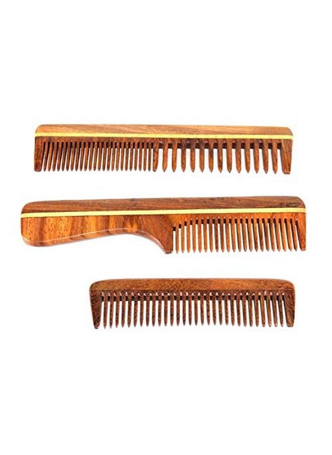 ESPLANADE Wooden Comb for Men & Women (Set of 3) Sheesham Wood Handmade AntiStatic for Hair Beard Mustache  - Image 1