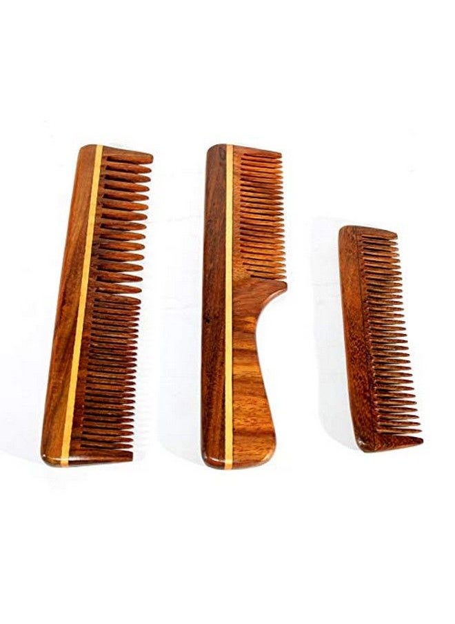 ESPLANADE Wooden Comb for Men & Women (Set of 3) Sheesham Wood Handmade AntiStatic for Hair Beard Mustache  - Image 3