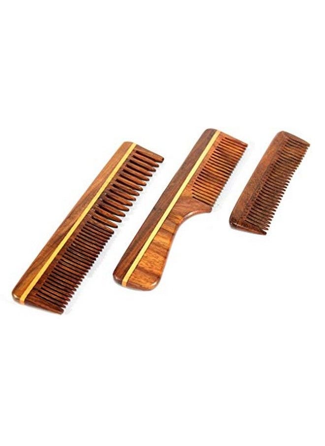 ESPLANADE Wooden Comb for Men & Women (Set of 3) Sheesham Wood Handmade AntiStatic for Hair Beard Mustache  - Image 5