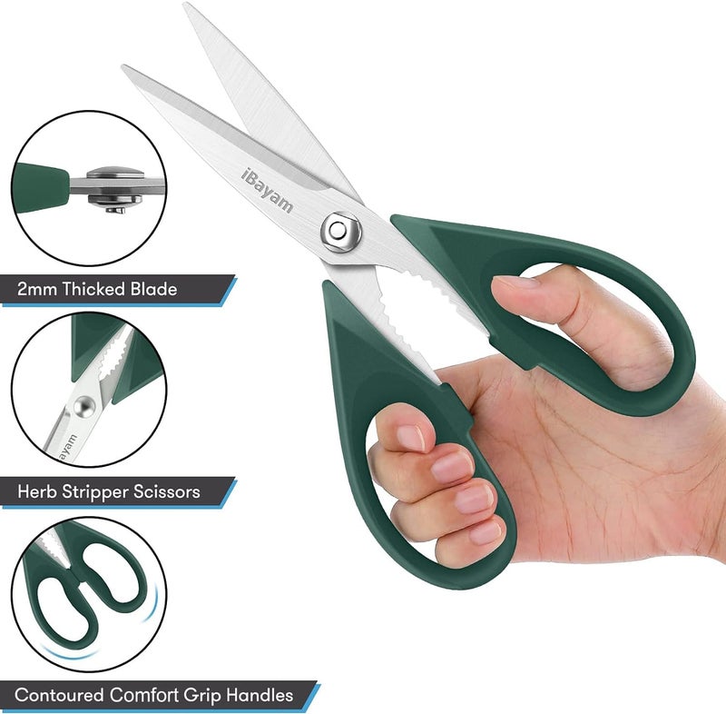 iBayam Gifts for Dad from Daughter Son, BEST DAD Tool Shears, iBayam Kitchen Scissors All Purpose Heavy Duty Meat Scissors Poultry Shears, Dishwasher Safe Stainless Steel Utility Scissor - Image 4