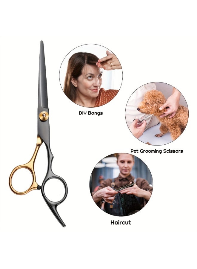 مجموعة مقصات قص الشعر الاحترافية السوداء، 10 قطع - مقصات حلاقة لتصفيف الشعر للرجال والنساء والحيوانات الأليفة - Image 2