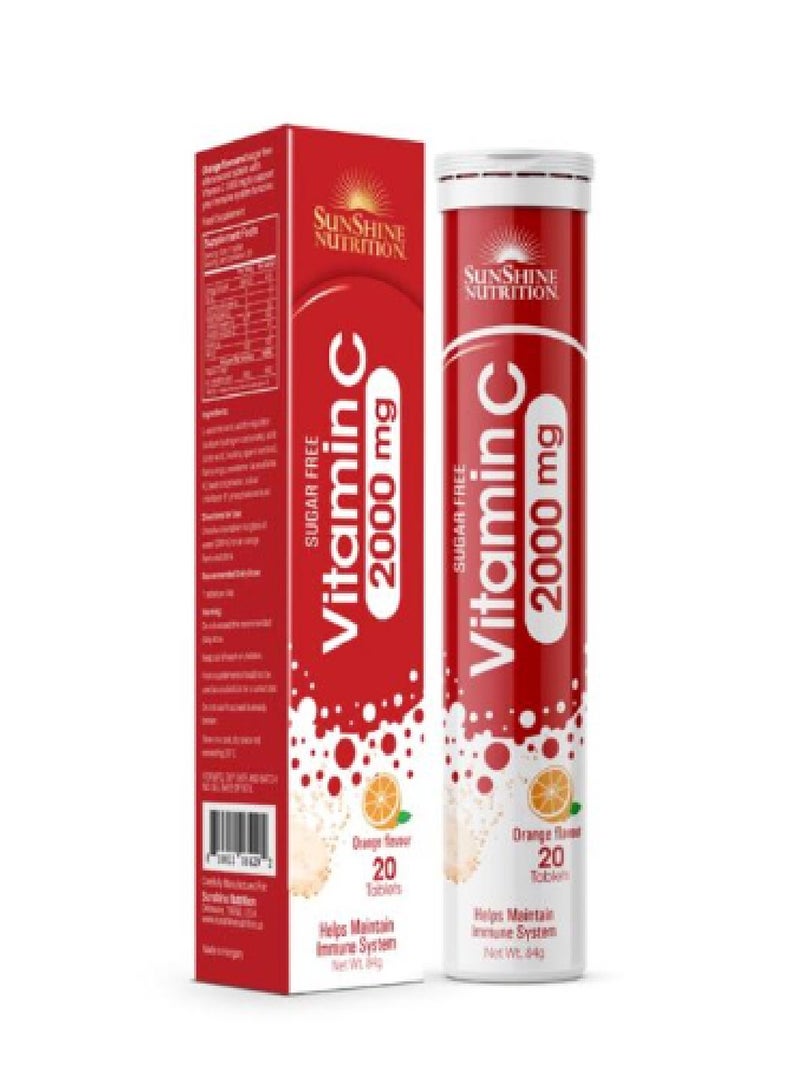 SUNSHINE NUTRITION فيتامين سي 2000 ملغ بنكهة البرتقال 20 قرصًا - 08429