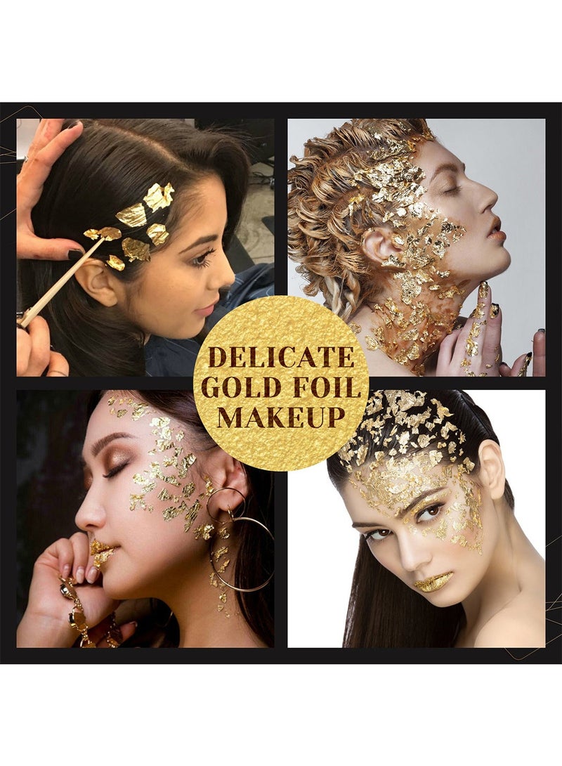 EELHOE Gold Flakes, Multifunctional Gold Leaf Flakes for Resin, Gold Leaf for Nail Art, Furniture Decoration, Handicrafts, Cosmetics, Glue Dropping and Painting 10Pcs - Image 3