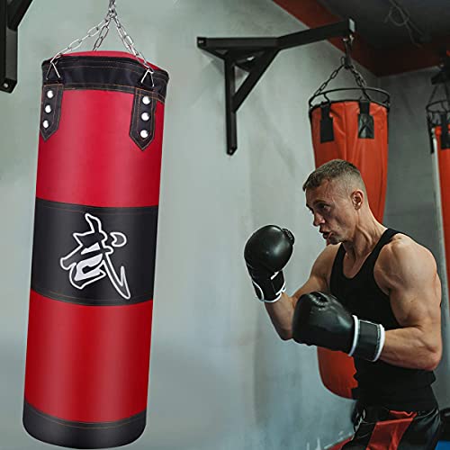 ZERUIDM Hanging Punching Bag for Adults Unfilled, Heavy Boxing Bags Kickboxing Bag, Youth Boxing Set with Hand Wraps, Punching Bag Hangers, for MMA Muay Thai Karate Taekwondo Training - Image 2