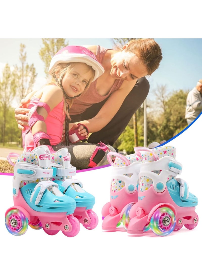 Flash Skating Shoes Kids Beginner Roller Skating Shoes Set Children Skates with Kneepad Elbow Pads Helmet Roadblock Backpack Roller Skates - Image 5