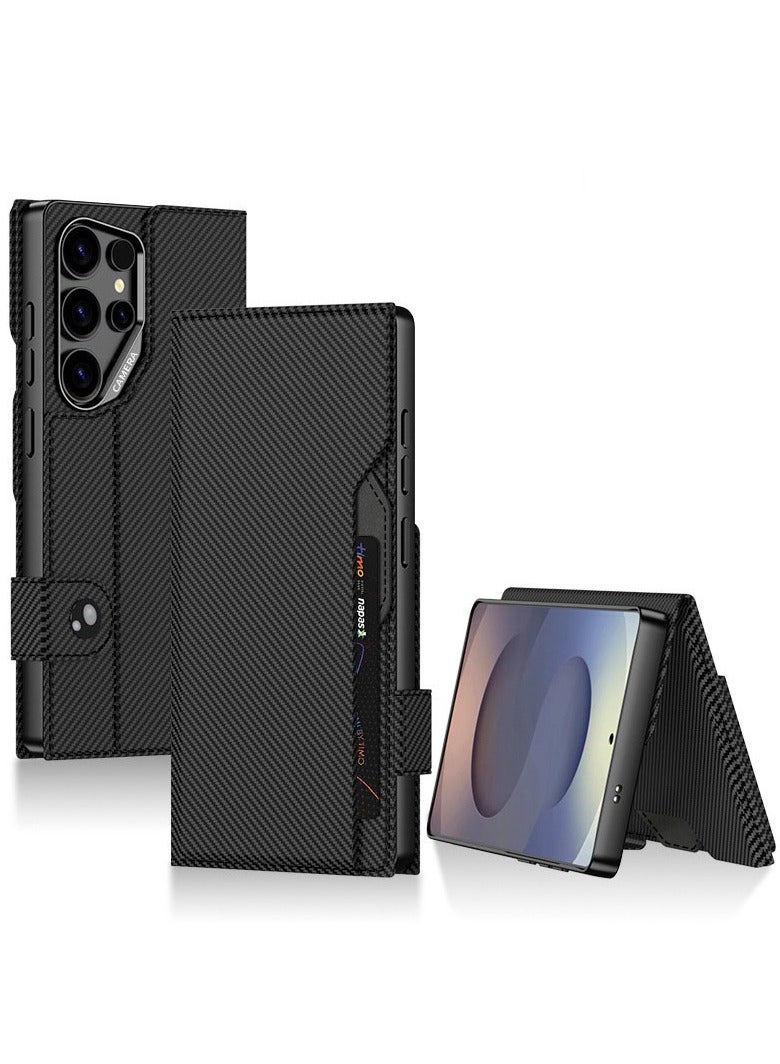 general Premium Leather Wallet Flip Case Cover for S25 Ultra | Card Holder | Dual Wallet | Stand | Magnetic Flap on | Dual Tone Back Case Cover for Samsung Galaxy S25 Ultra 5g