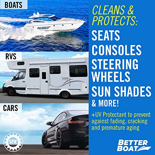 Better Boat مناديل تنظيف القوارب 2PK مع حماية من الأشعة فوق البنفسجية، منظف ومُعزز الفينيل البحري، لمقاعد القوارب، جلد السيارات، لوحة القيادة، الكونسول، مستلزمات التنظيف الداخلية والخارجية - Image 4