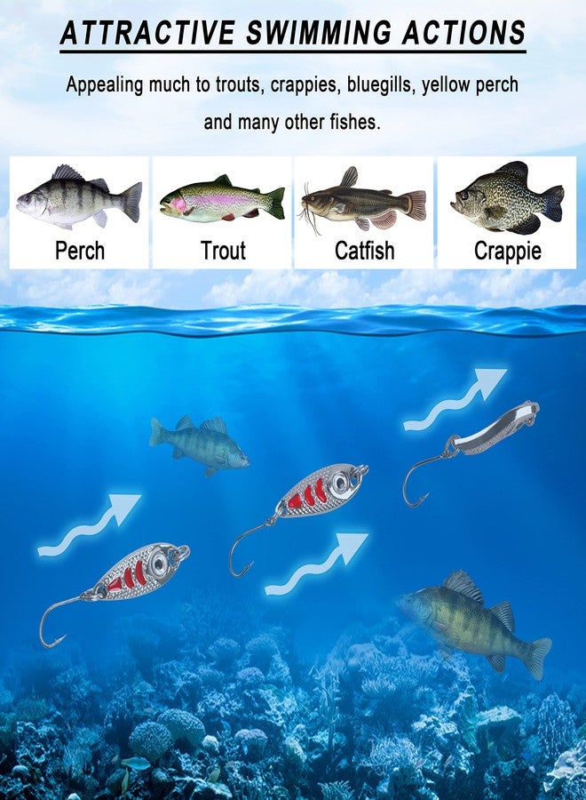 JOGFFDE Trout Spoons Fishing Lure Kits-12pcs Mini Fishing Spoon Lures Single Hook Hard Metal Spinner Baits Jigging Trolling Casting Fishing Spoon Lures for Trout Bass Crappie Char Walleye Perch (Type A) - Image 5