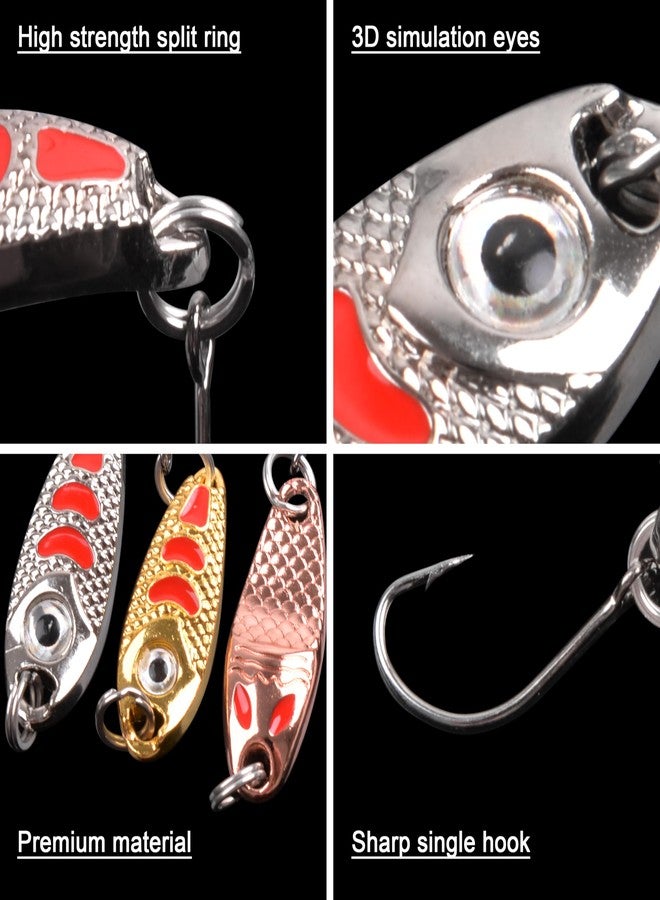 JOGFFDE Trout Spoons Fishing Lure Kits-12pcs Mini Fishing Spoon Lures Single Hook Hard Metal Spinner Baits Jigging Trolling Casting Fishing Spoon Lures for Trout Bass Crappie Char Walleye Perch (Type A) - Image 4