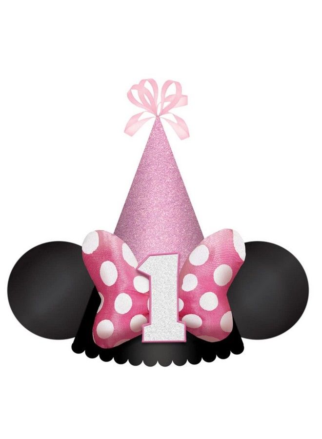 Amscan Minnie Mouse 1St Birthday Cone Hats 4 Inches Multicolor 1 Pc - Image 1