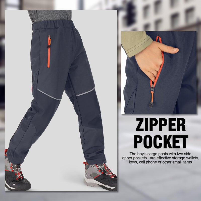 Toomett Kids Snow Ski Pants Hiking Boys Girls Outdoor Waterproof Windproof Fleece Warm softshell Snowboard Pants,1510,Gray,9-10 Years - Image 5