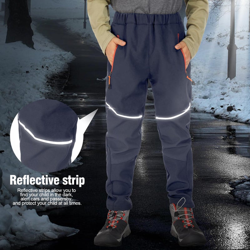 Toomett Kids Snow Ski Pants Hiking Boys Girls Outdoor Waterproof Windproof Fleece Warm softshell Snowboard Pants,1510,Gray,9-10 Years - Image 2