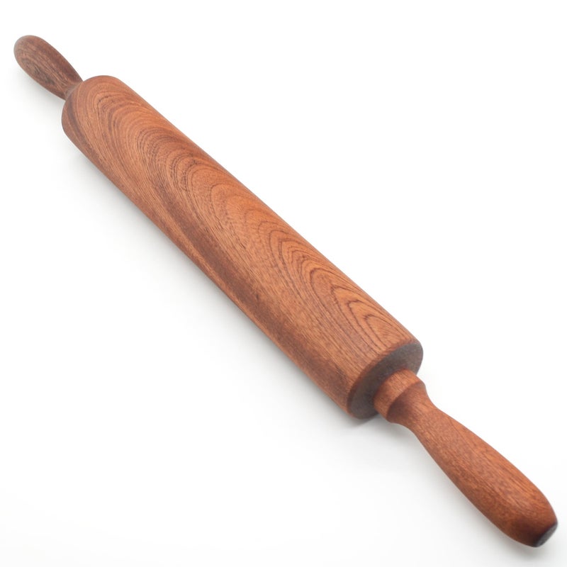 TUSIWIT Classic Sapele Wooden Rolling Pin With Handles,Wood Baking Roller Large (17.3"L x 2.3"W) - Image 1