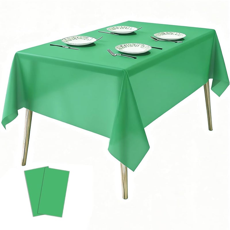 Atoplutly 2 Pack Plastic Tablecloths Disposable Plastic Table Cloths Covers for BBQ Picnic Birthday Wedding Parties Waterproof Oil-Proof Cloth Light Weight Green Table Covers 54 x 108 in - Image 2