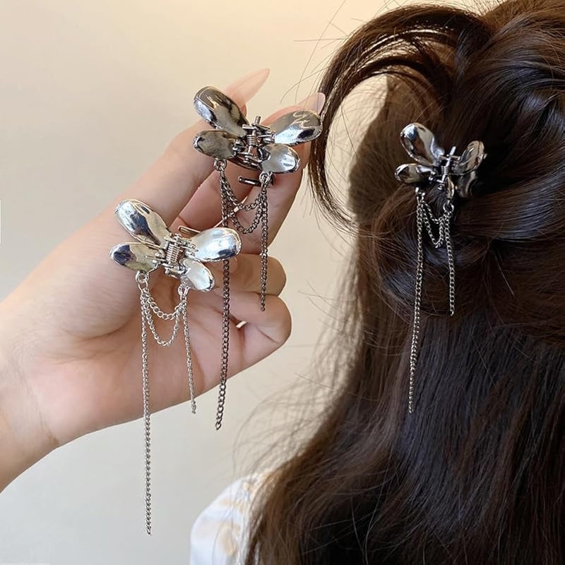 Sither Butterfly Hair Claw for Women Girls Butterfly Hair Clip Headpiece for Halloween Party Hair Accessories Christmas Gift2pcs black