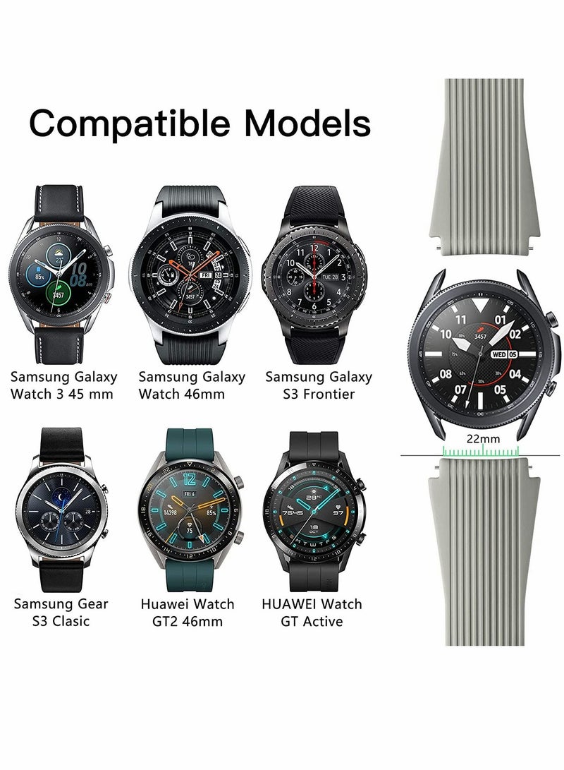 SYOSI 22mm Silicone Strap Compatible With Samsung Galaxy Watch 46mm /Galaxy Watch 3 45mm /Gear S3 Frontier/Classic, Soft Silicone Sport Wristband Replacement Straps For Men Women, Gray - Image 4