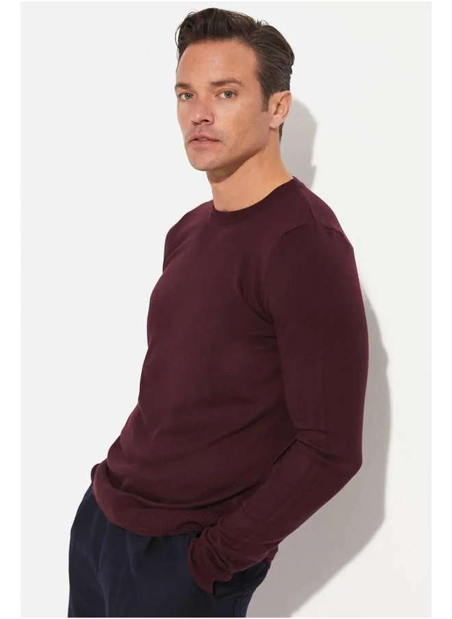 جون June Men Regular Fit Crew Neck Knitwear Sweater Plum