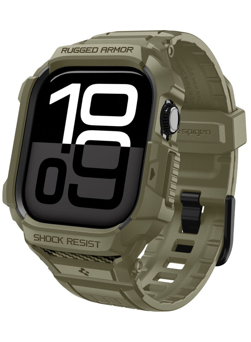Spigen Rugged Armor Pro 2 for Apple Watch Series 11 / 10 (46mm) Case with Band Strap - Vintage Khaki - Image 1
