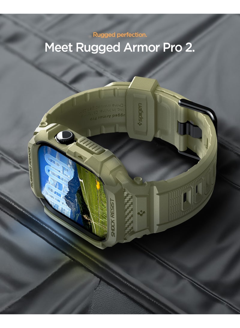 Spigen Rugged Armor Pro 2 for Apple Watch Series 11 / 10 (46mm) Case with Band Strap - Vintage Khaki - Image 3