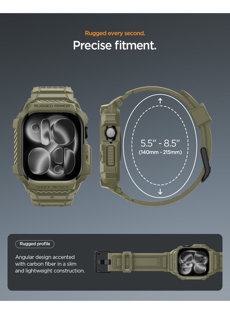 Spigen Rugged Armor Pro 2 for Apple Watch Series 11 / 10 (46mm) Case with Band Strap - Vintage Khaki - Image 4