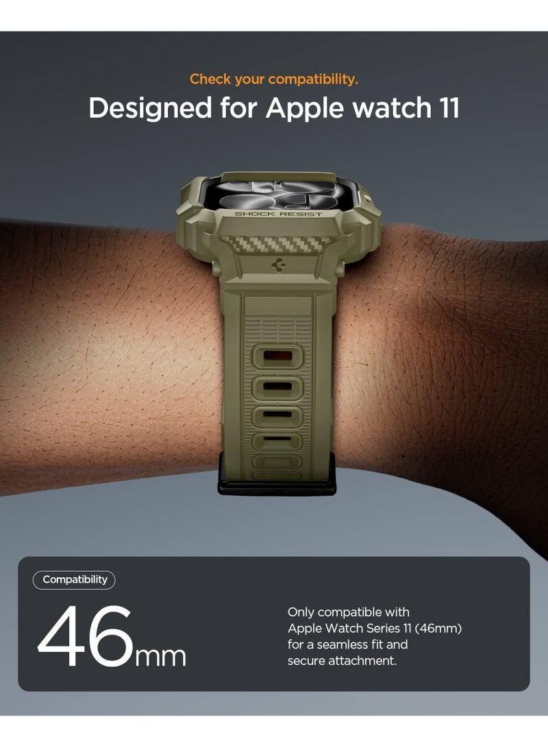 Spigen Rugged Armor Pro 2 for Apple Watch Series 11 / 10 (46mm) Case with Band Strap - Vintage Khaki - Image 2