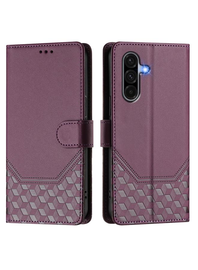 اس-توب جراب لهاتف Samsung Galaxy A56 5G مصنوع من الجلد بنقشة قرص العسل بتقنية RFID - Image 2