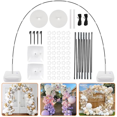 RUBFAC Balloon Arch Kit 8ft Tall 9ft Wide Adjustable Balloon Arch Frame Stand with 2 PVC Bases2 Water Fillable Bags 50pcs Balloon Clips for Wedding Party Baby Shower Supplies Christmas Decoration - Image 1